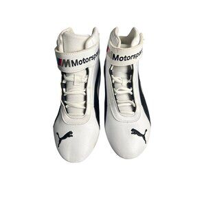 Puma X BMW M Motorsport High-Top Racing Shoes Size 6.5 US White‎ & Black Leather